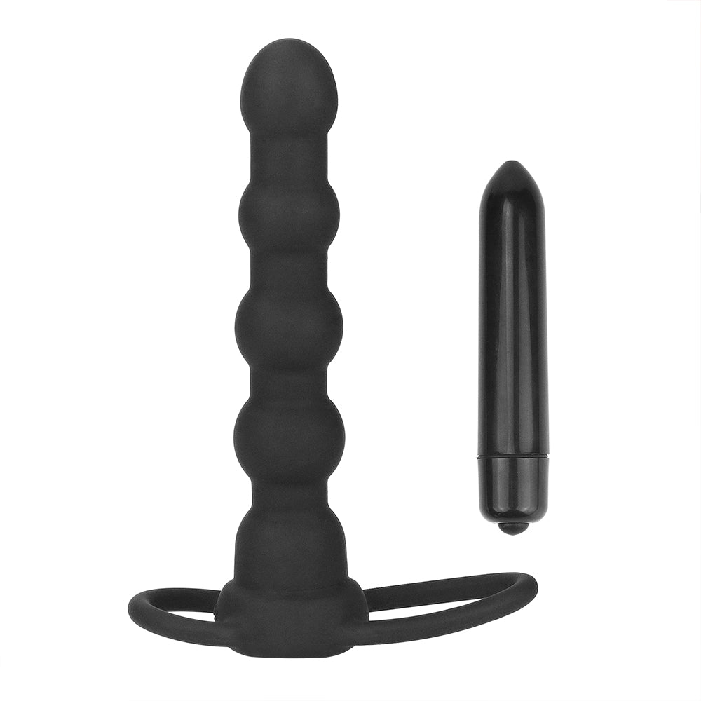 Rock Balls Silicone Vibrating Double Penetration Anal Dildo