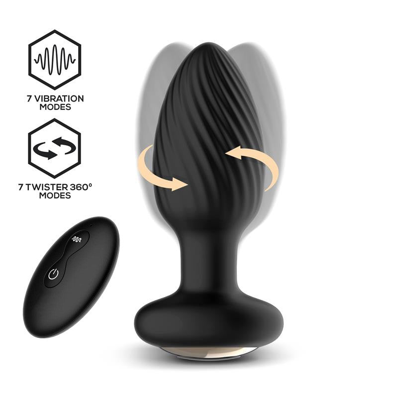 Rotating and vibrating Butt Plug with remote Drago