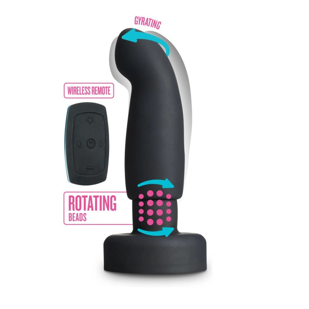 Rotating and vibrating anal toy with beads Circuit Plug black