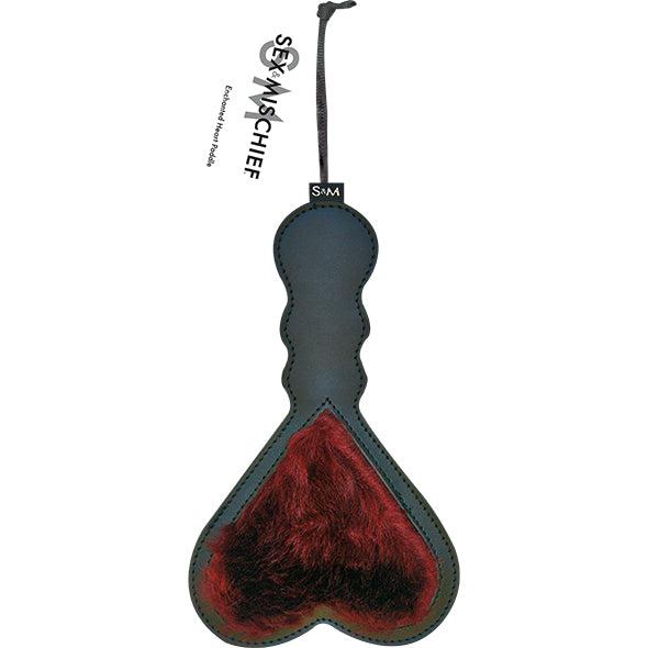 S&M Enchanted Heart Vegan Leather & Faux Fur Paddle