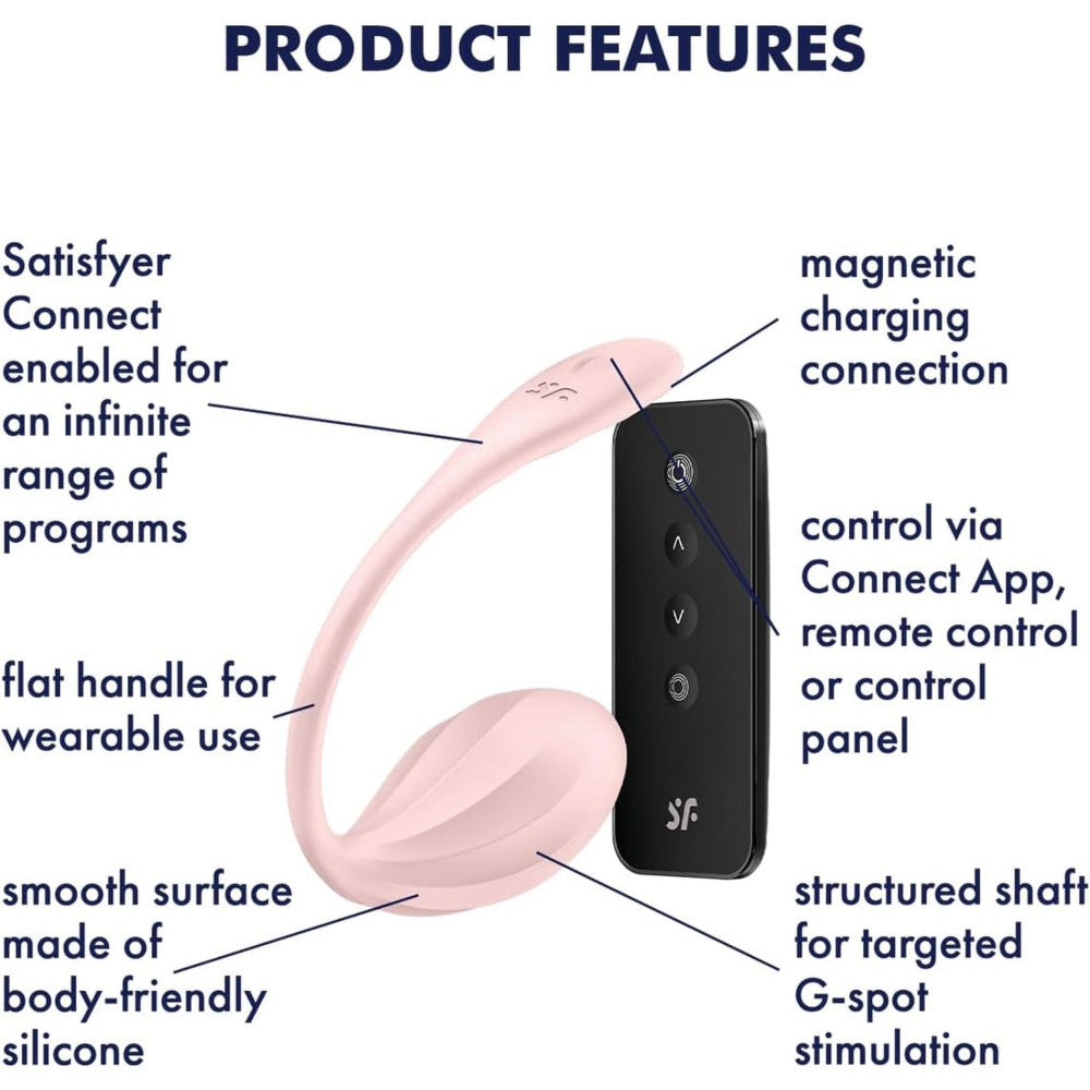 Satisfyer Ribbed Petal Rechargeable Vibrating Egg with App Pink