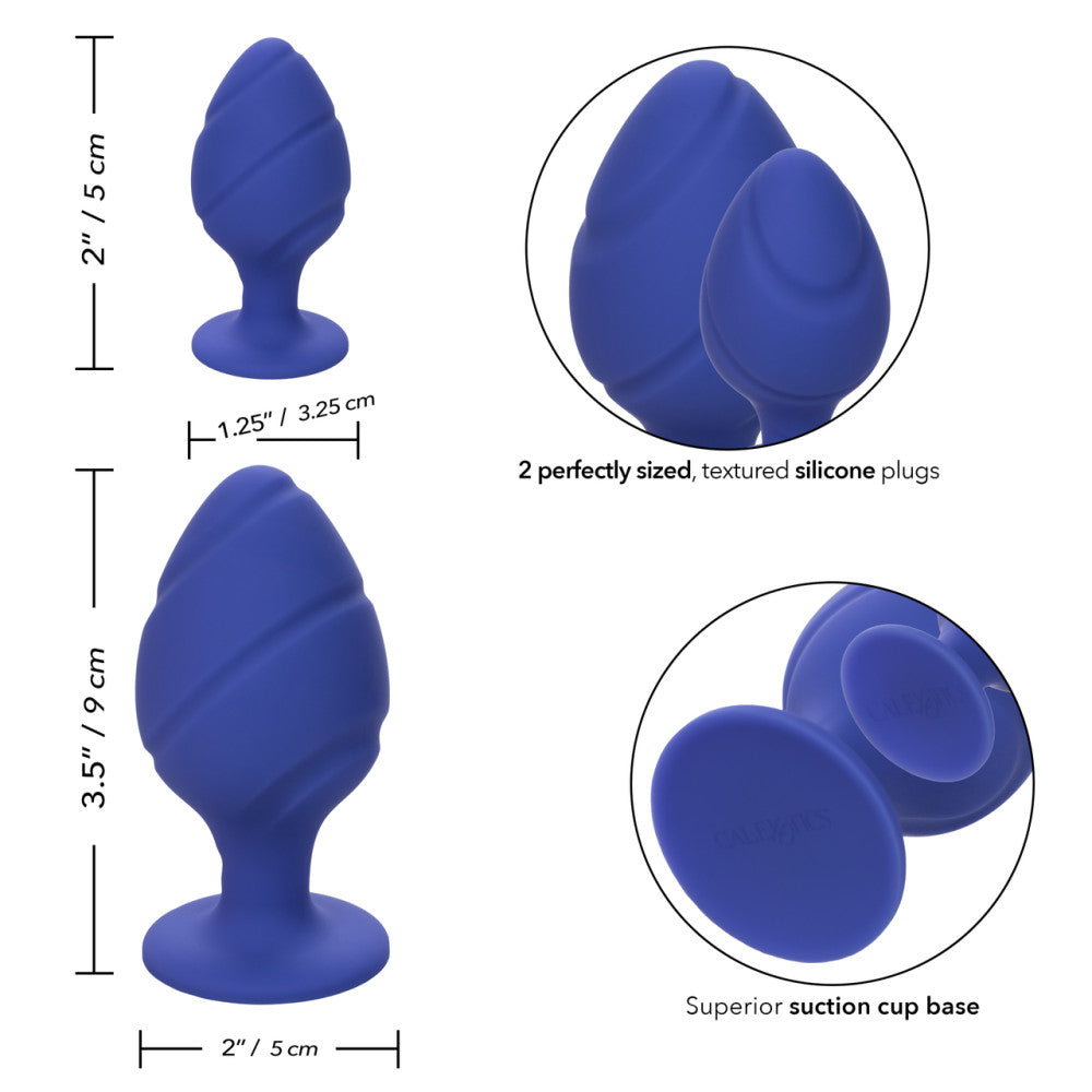 Set of 2 silicone anal dilators Cheeky blue