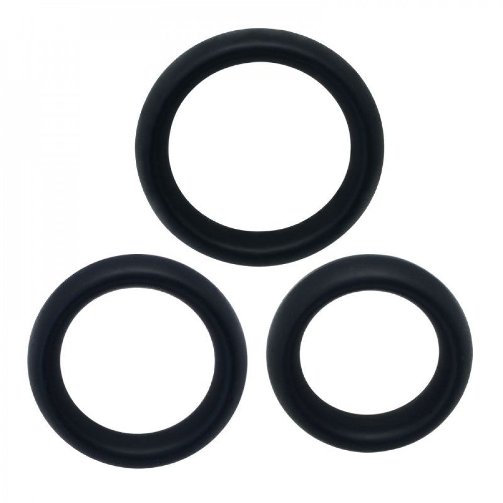 Set of 3 Wide Silicone Cock Rings Timeless Black