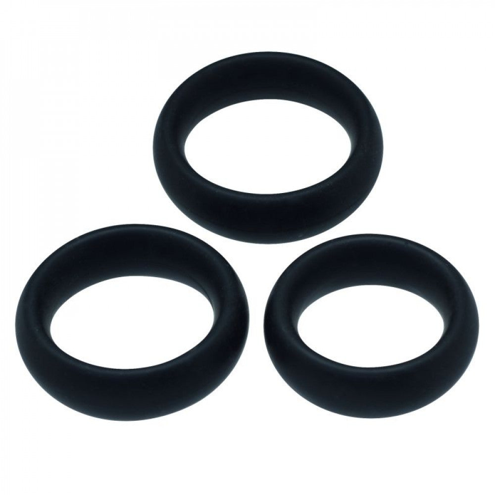 Set of 3 Wide Silicone Cock Rings Timeless Black