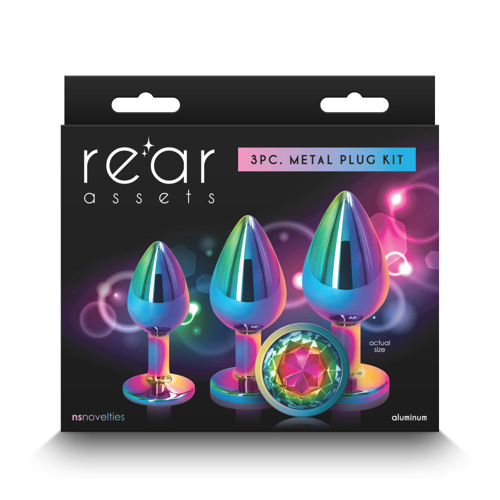 Set of 3 metal anal dilators with crystal in the base Rear Assets