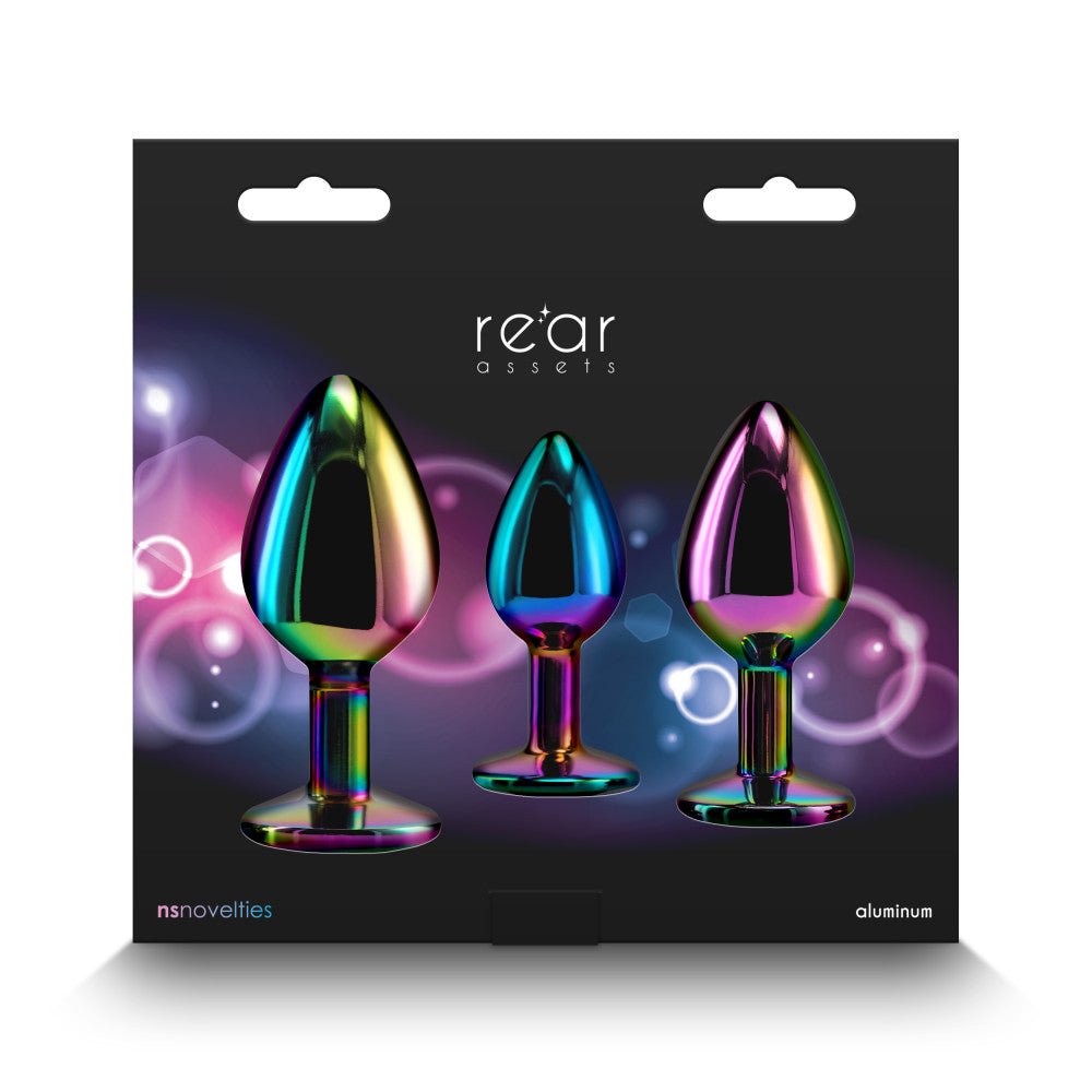 Set of 3 metal anal dilators with crystal in the base Rear Assets