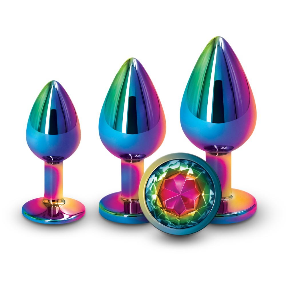 Set of 3 metal anal dilators with crystal in the base Rear Assets