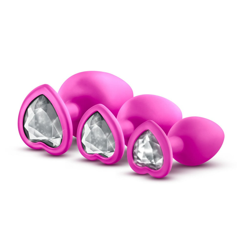 Set of 3 pcs. Butt plugs Luxe Bling Plugs pink with crystals