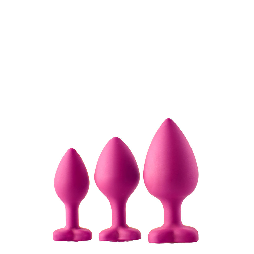 Set of 3 pcs. Flirts pink heart silicone butt plugs