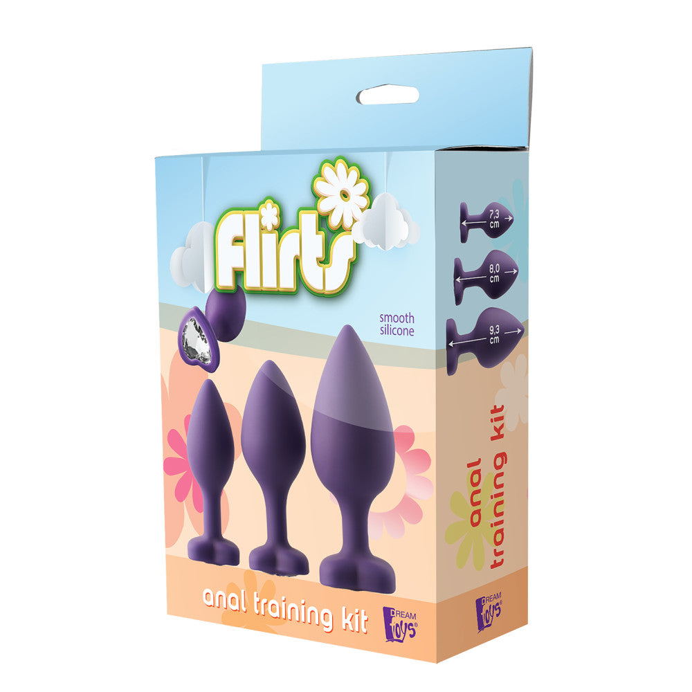 Set of 3 pcs. Flirts purple heart silicone anal dilators