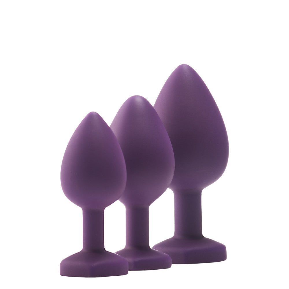 Set of 3 pcs. Flirts purple heart silicone anal dilators