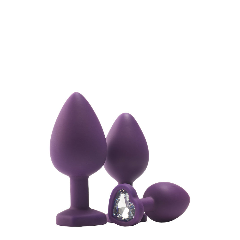 Set of 3 pcs. Flirts purple heart silicone anal dilators