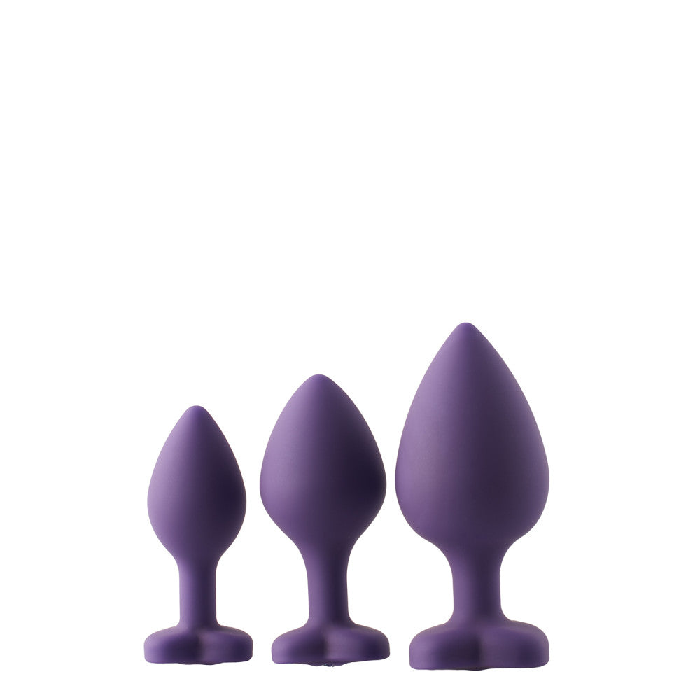 Set of 3 pcs. Flirts purple heart silicone anal dilators