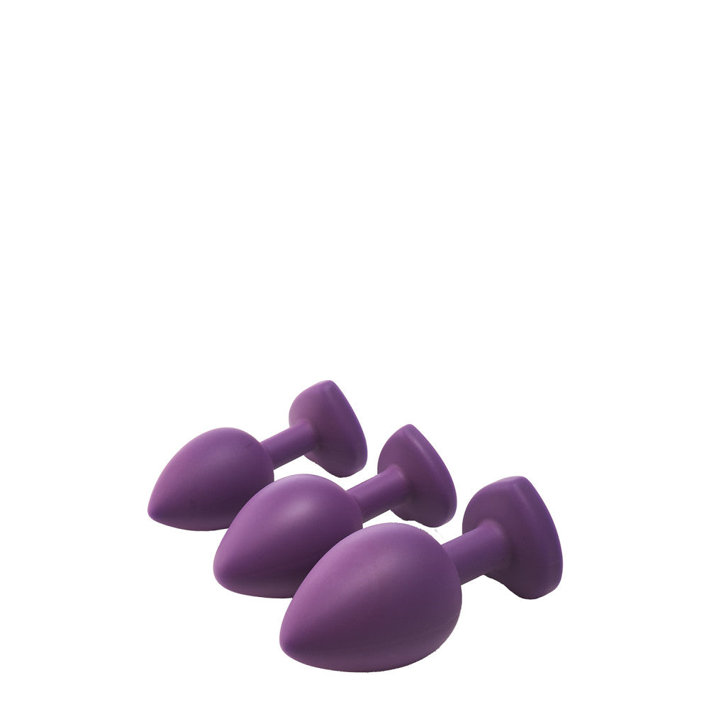 Set of 3 pcs. Flirts purple heart silicone anal dilators