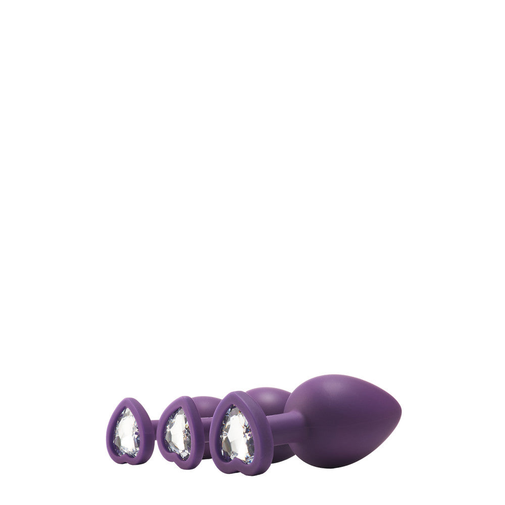 Set of 3 pcs. Flirts purple heart silicone anal dilators