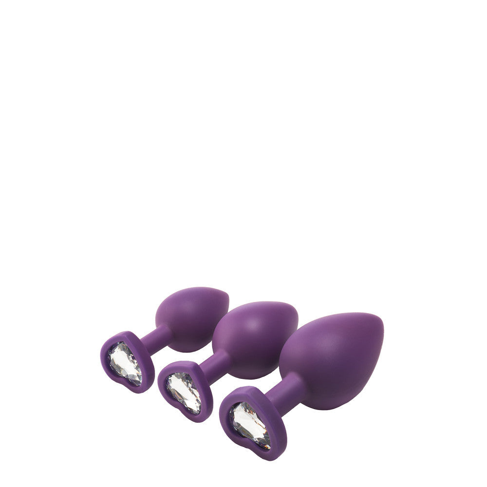 Set of 3 pcs. Flirts purple heart silicone anal dilators