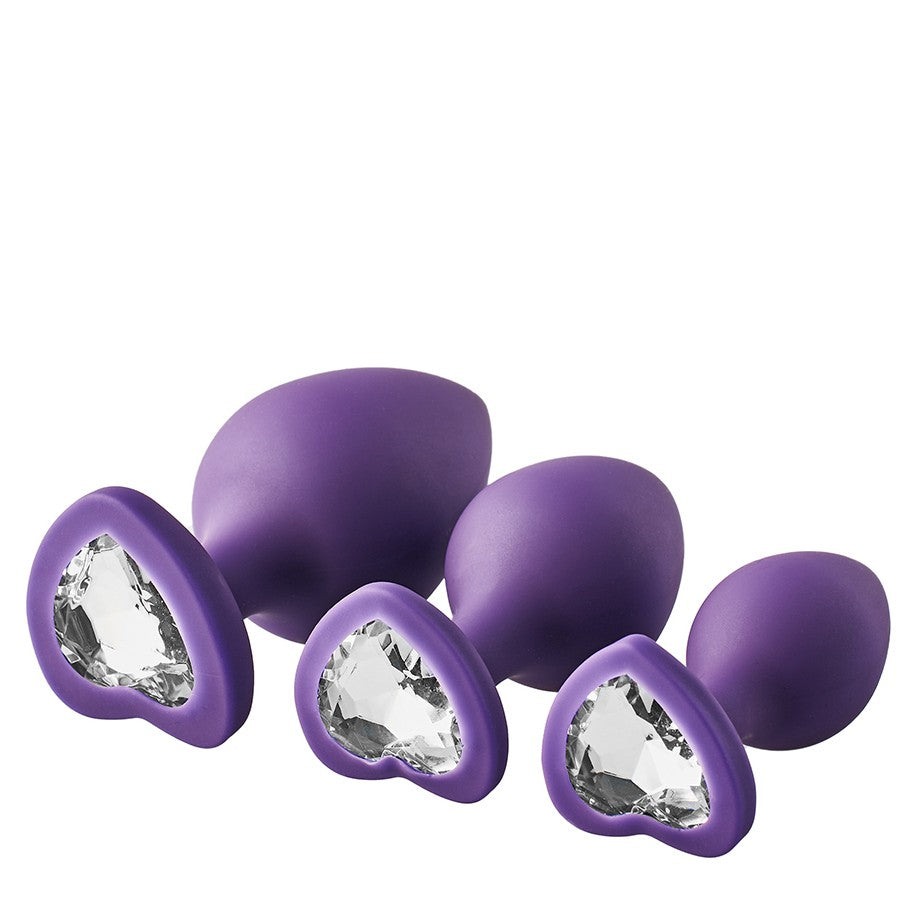 Set of 3 pcs. Flirts purple heart silicone anal dilators