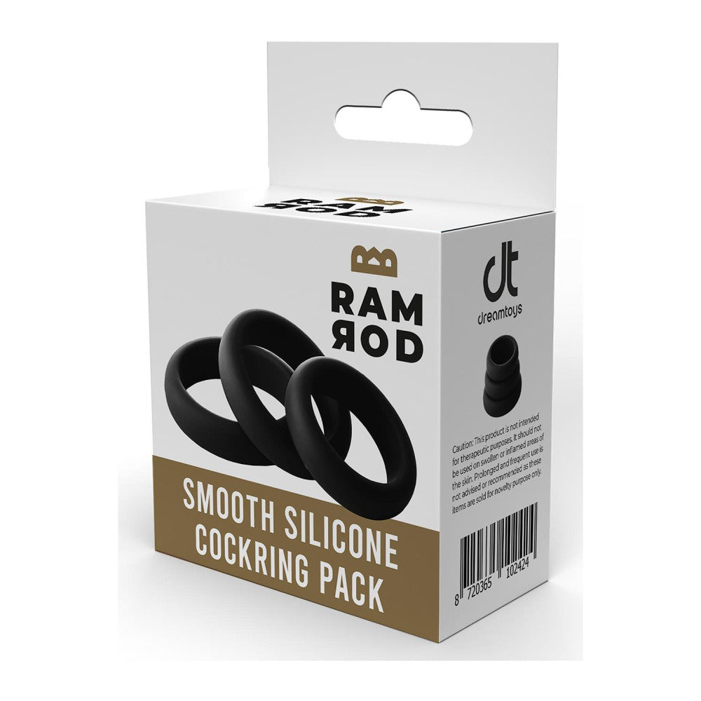 Set of 3 pcs. Ram Rod silicone cock rings black