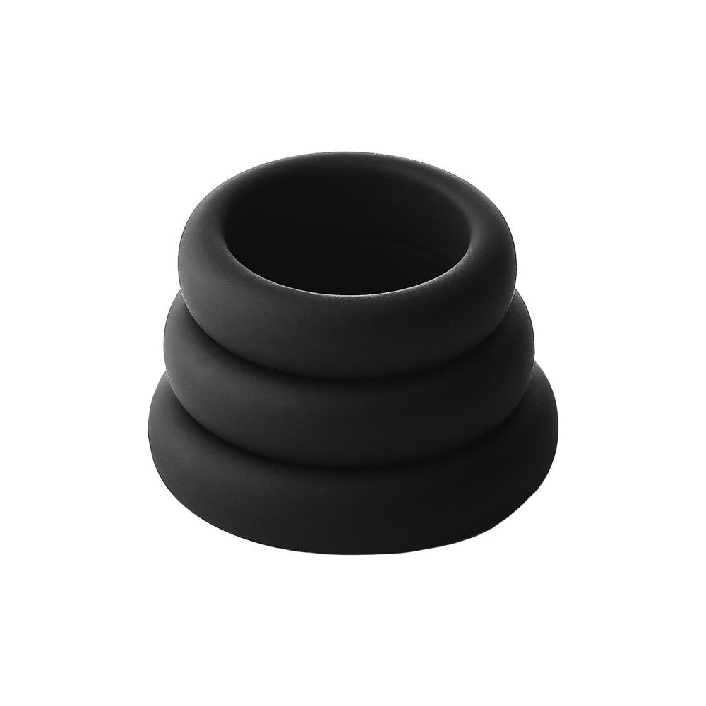 Set of 3 pcs. Ram Rod silicone cock rings black