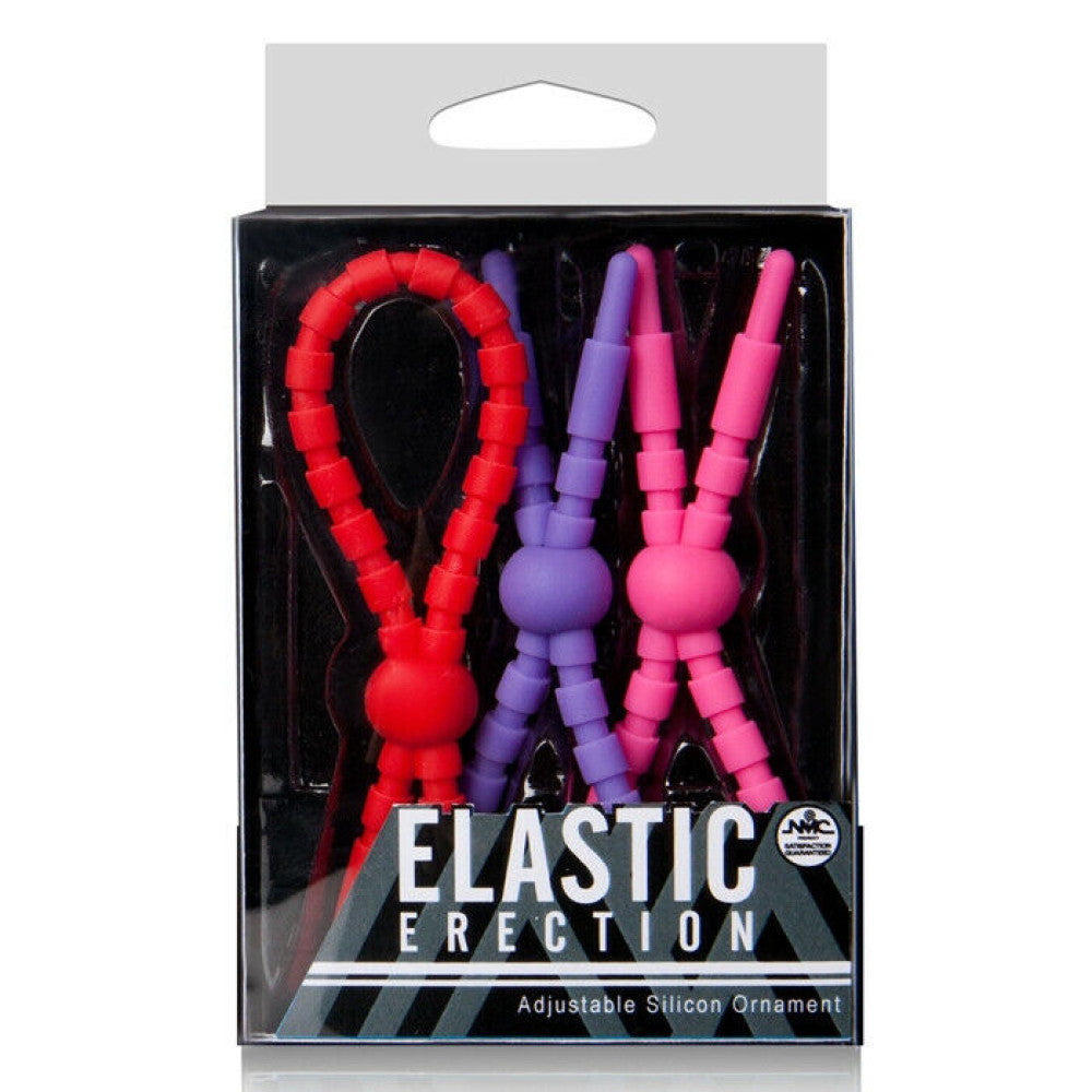 Set of 3 pcs. adjustable penis clamp made of silicone Elastic Erection