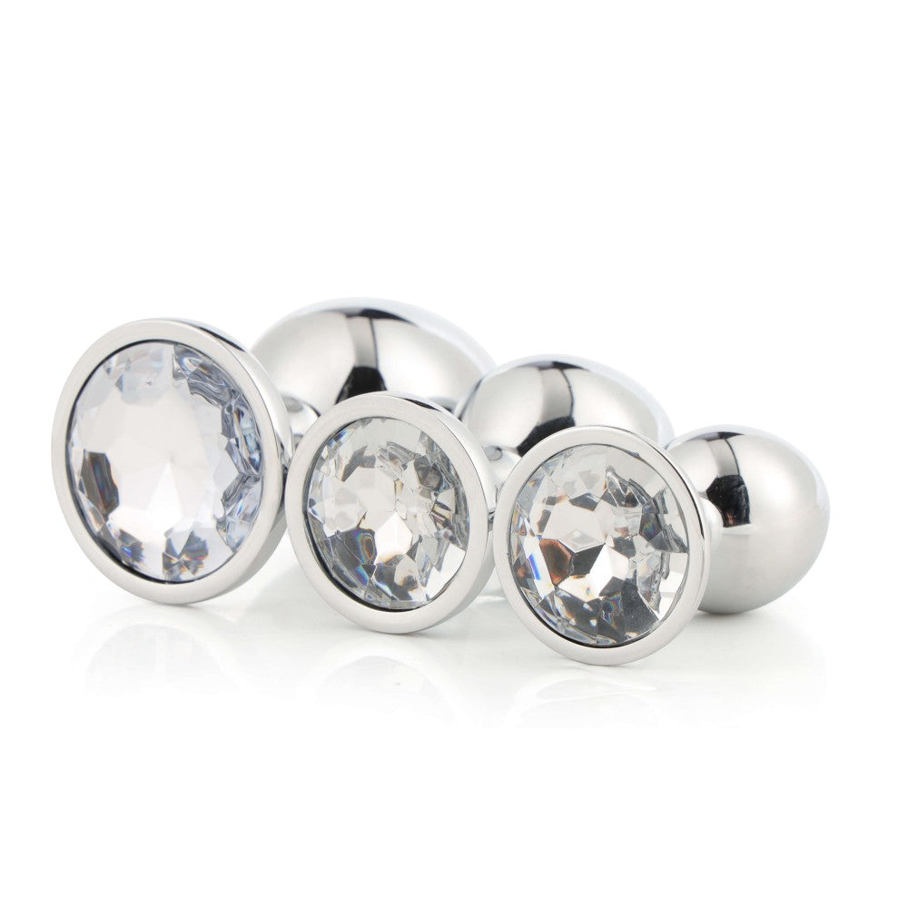 Set of 3 pcs. butt plugs with crystal Silver Plug Set