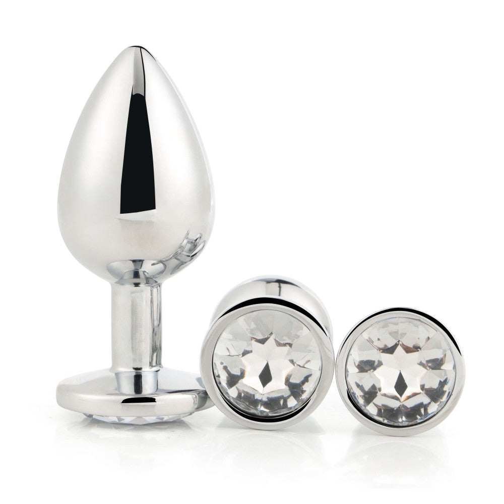 Set of 3 pcs. butt plugs with crystal Silver Plug Set