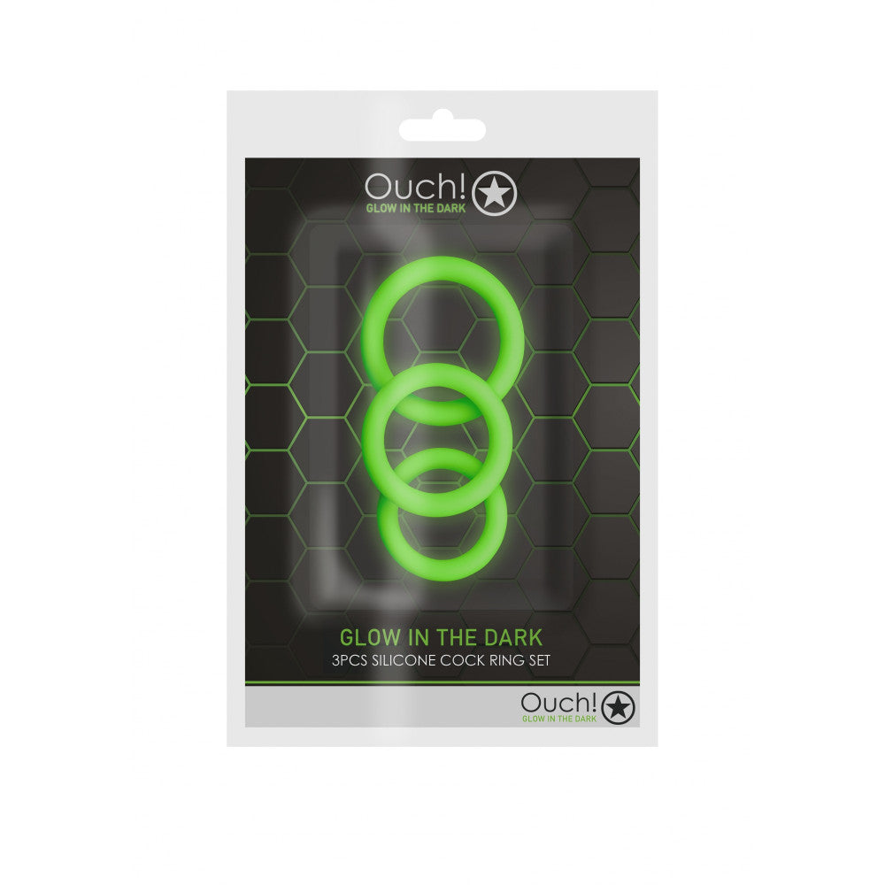 Set of 3 pcs. fluorescent silicone rings Glow In The Dark Ouch!