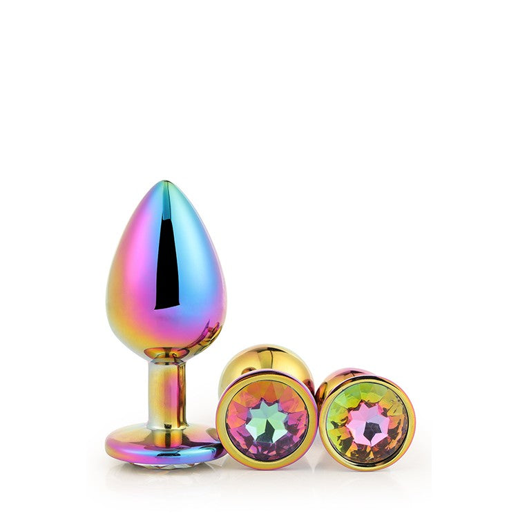 Set of 3 pcs. metal butt plugs with crystal Gleaming Love