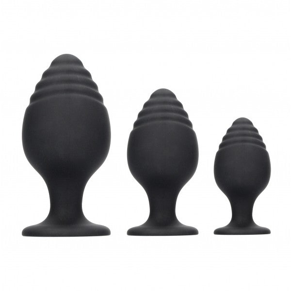 Set of 3 pcs. ribbed silicone anal dilators Ouch! Rippled