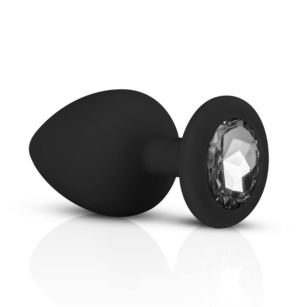 Set of 3 pcs. silicone butt plugs with Diamond crystal black