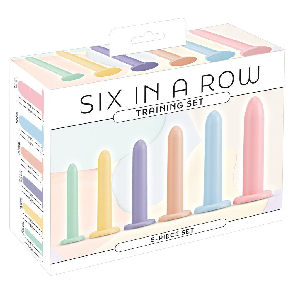 Set of 6 silicone dildos - dilators Six In A Row