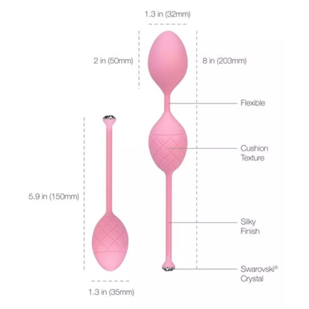 Set of Luxury Silicone Vaginal Balls with Weights & Swarovski Frisky Pink Crystals