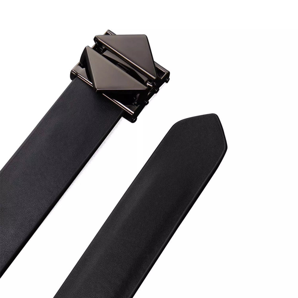 Set of Adjustable Leather Restraints with Metal Connector Lockink Black