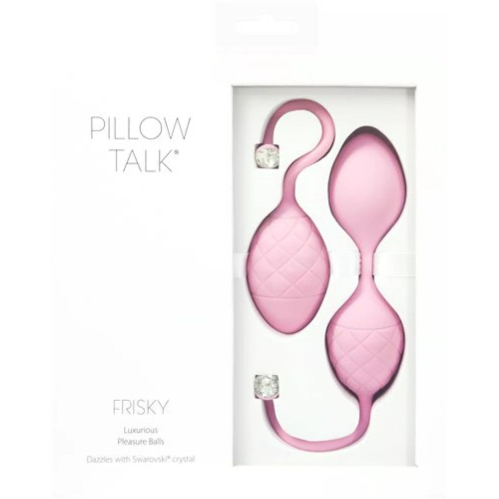 Set of luxury silicone vaginal balls with weights and Swarovski Frisky pink stones