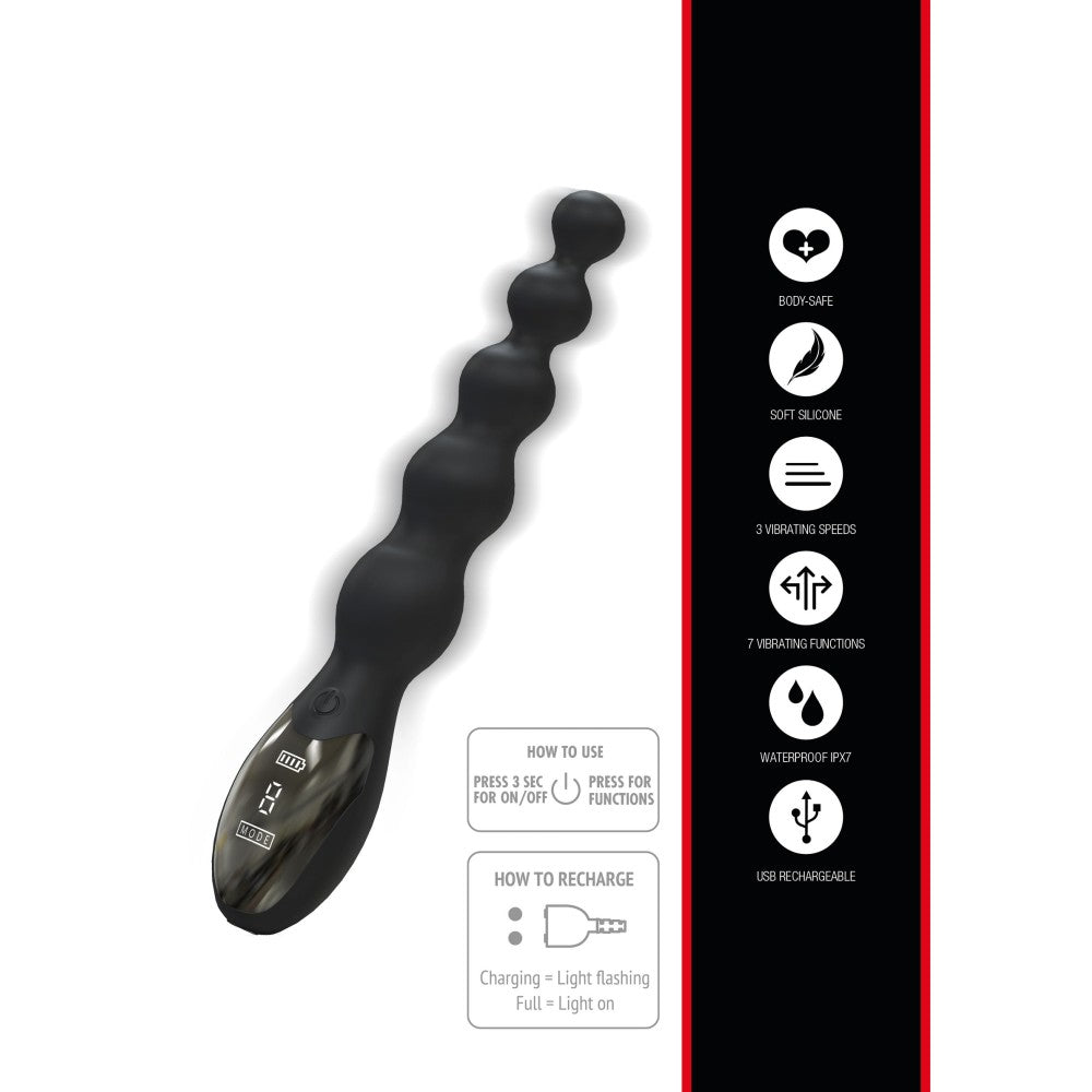 Silicone Anal Beads with LED Display Beaded Anal Gear Black