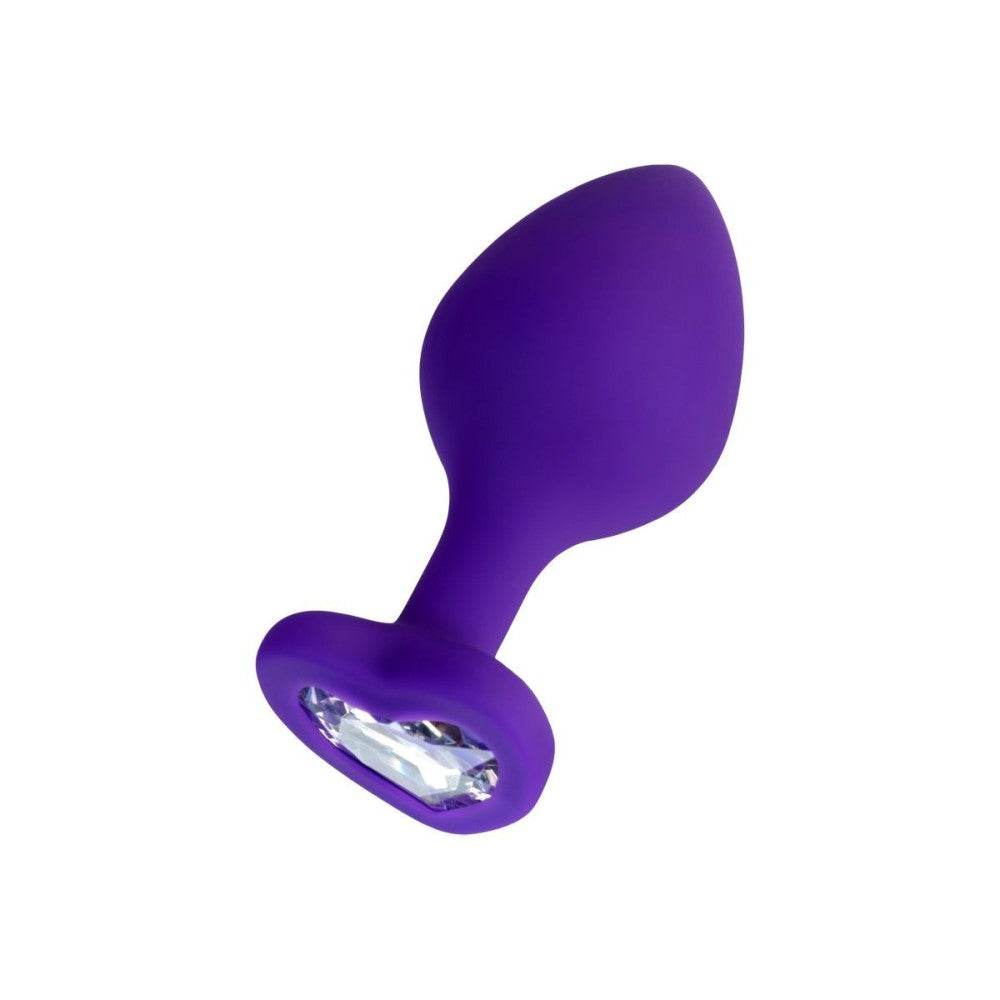 Silicone Anal Dilator with Crystal Heart Diamond Heart Purple S