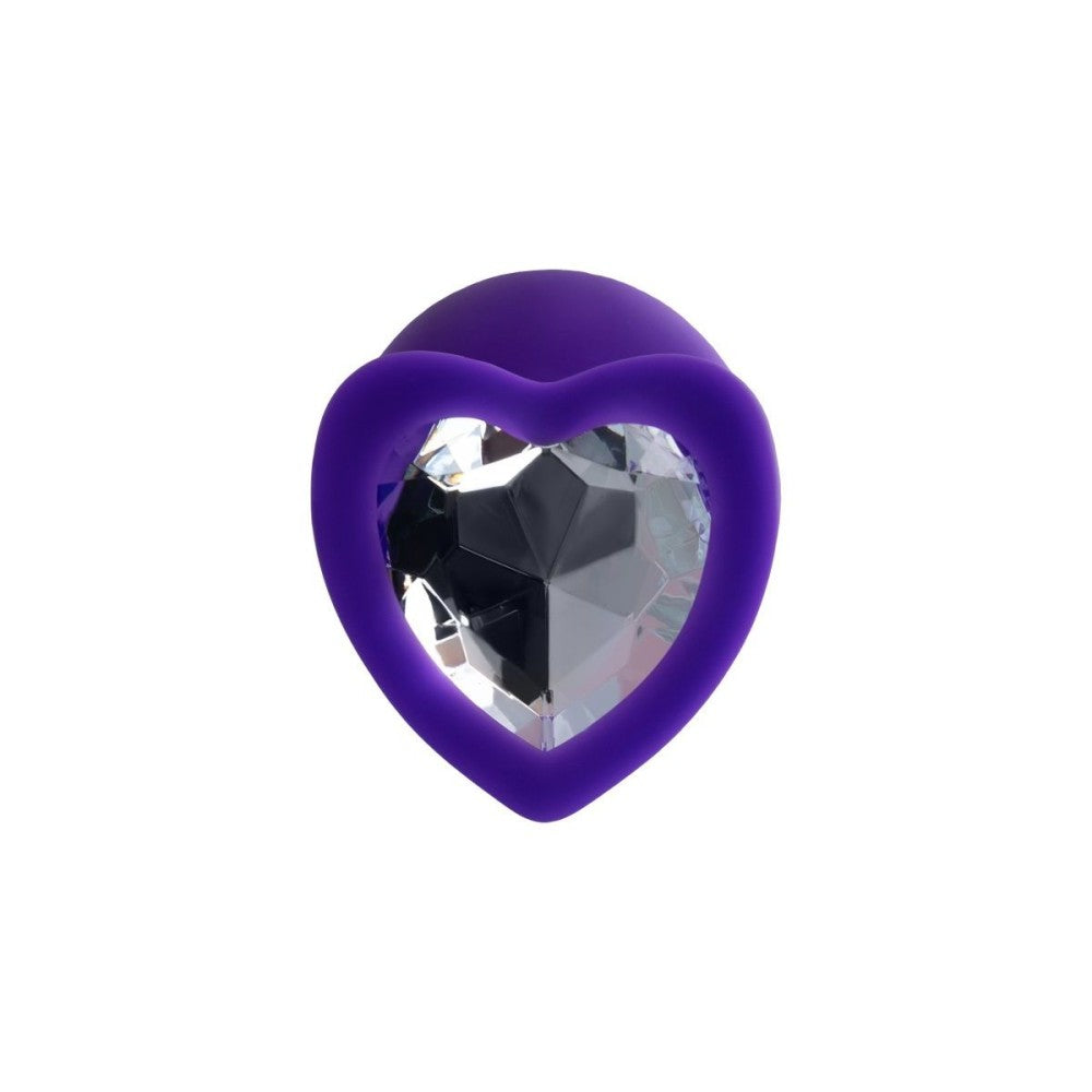 Silicone Anal Dilator with Crystal Heart Diamond Heart Purple S