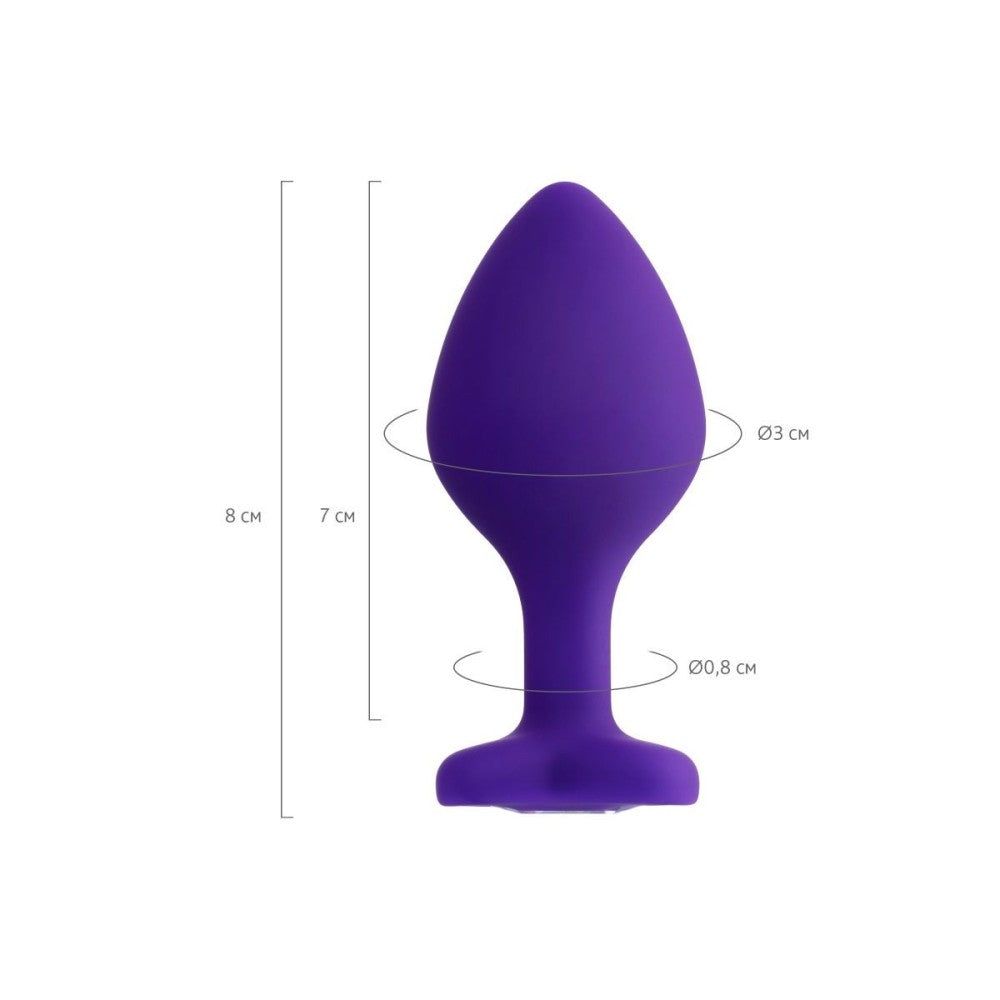 Silicone Anal Dilator with Crystal Heart Diamond Heart Purple S