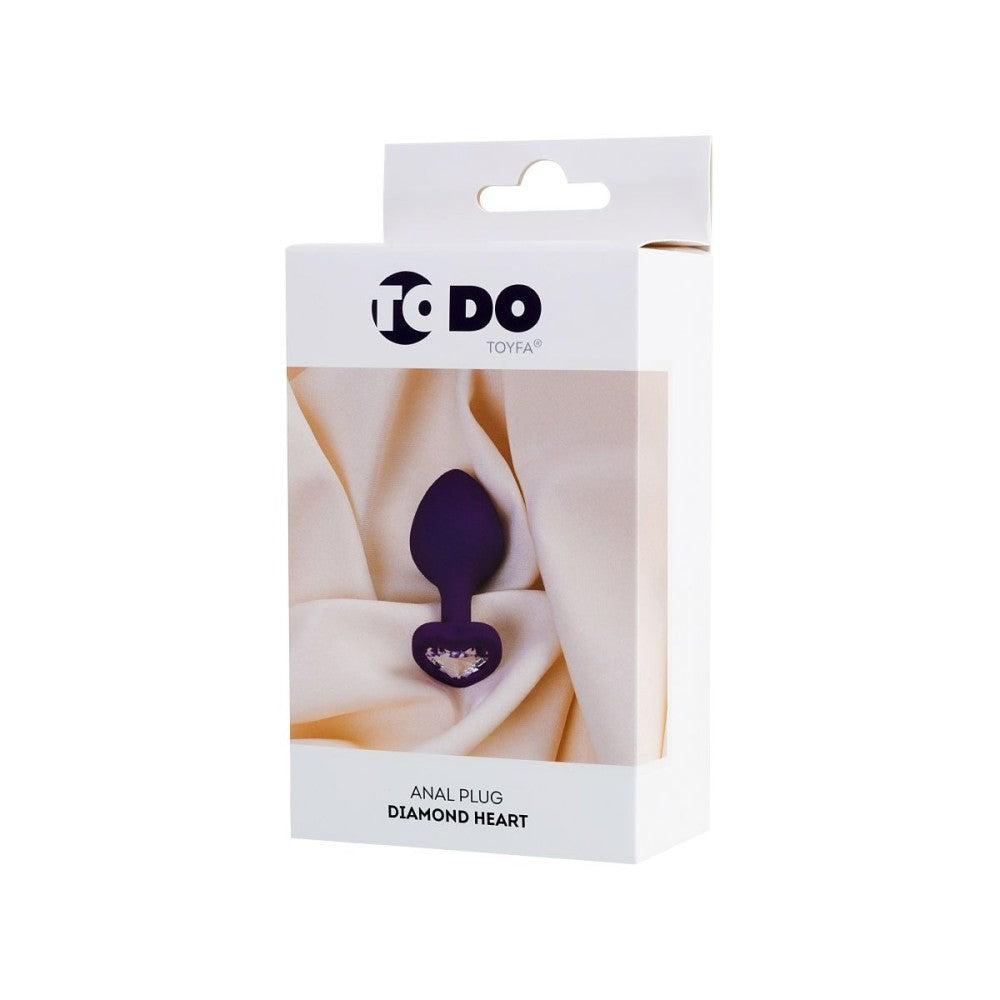 Silicone Anal Dilator with Crystal Heart Diamond Heart Purple S