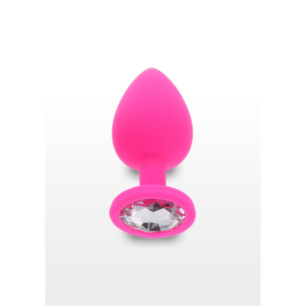 Silicone Butt Plug Clear Crystal Diamond Booty Jewel Pink