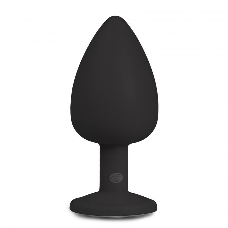 Silicone Butt Plug with Diamond Crystal Black L