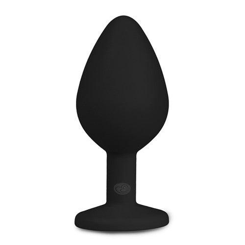 Silicone Butt Plug with Diamond Crystal Black M