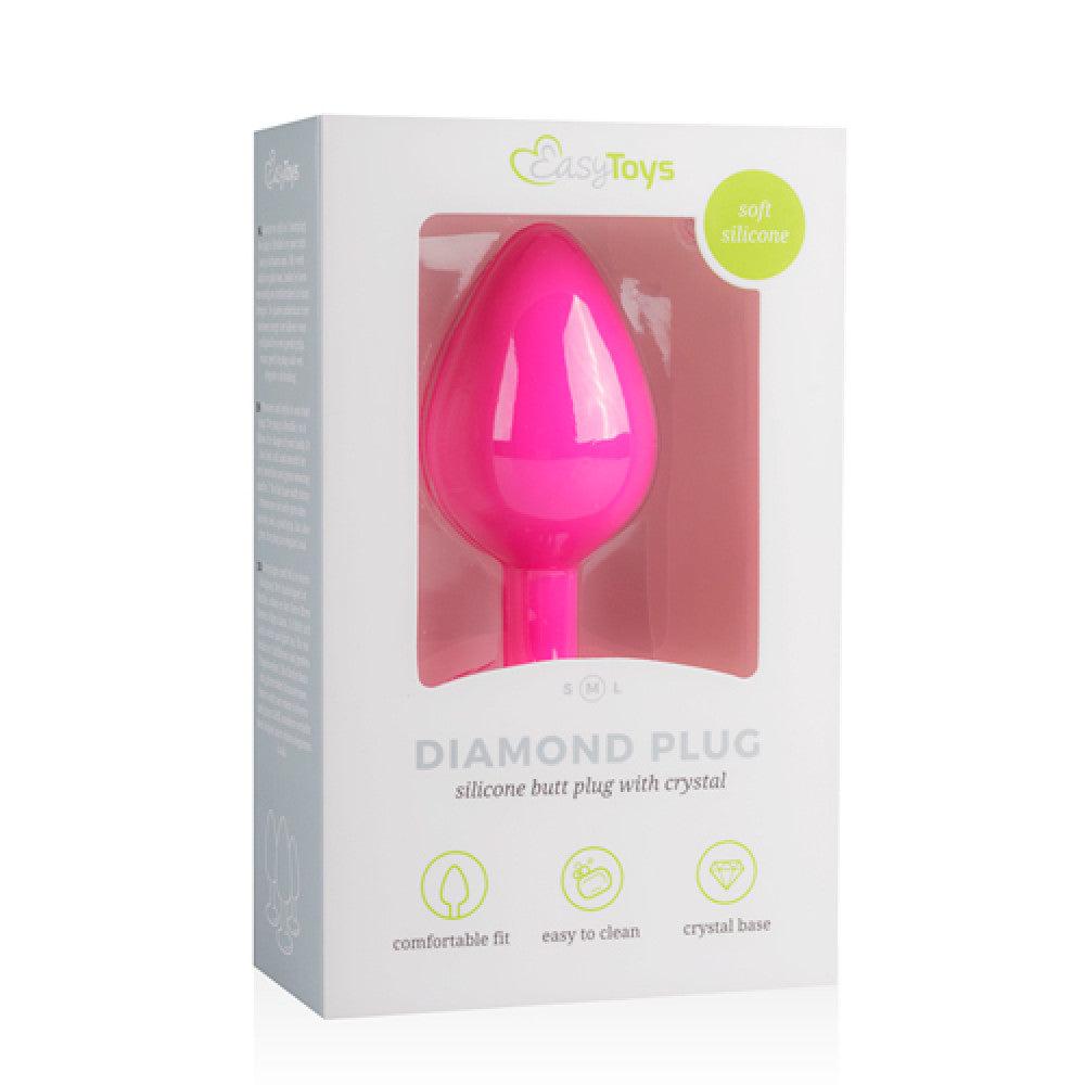 Silicone anal dilator with Diamond M pink crystal