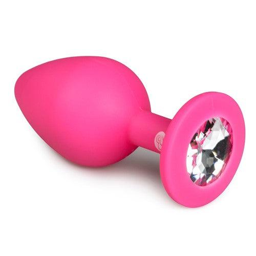 Silicone anal dilator with Diamond M pink crystal