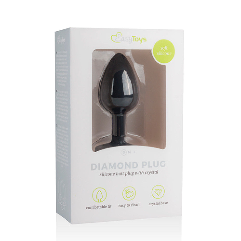 Silicone butt plug with Diamond S crystal black