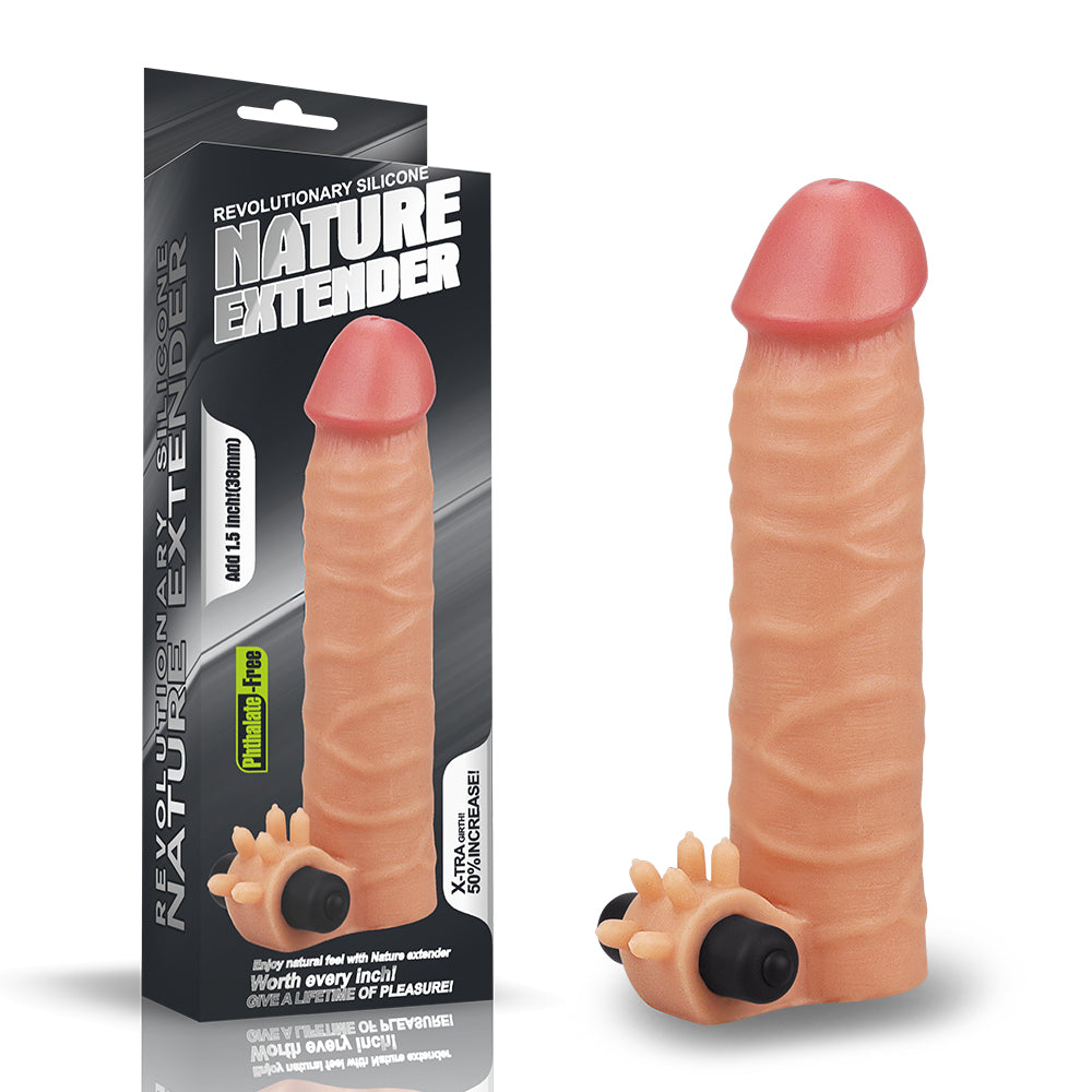 Silicone Extension with Mini Vibrator Nature Extender 17.5 cm