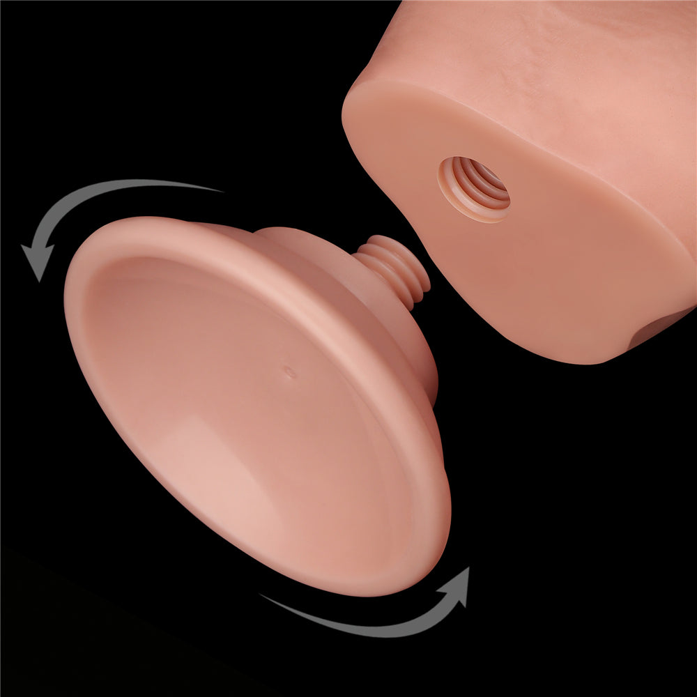 Sliding-Skin Dong Realistic Double Layer Testicle Dildo 7.5"