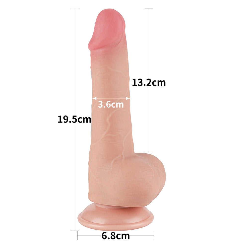 Sliding-Skin Dong Realistic Double Layer Testicle Dildo 7.5"