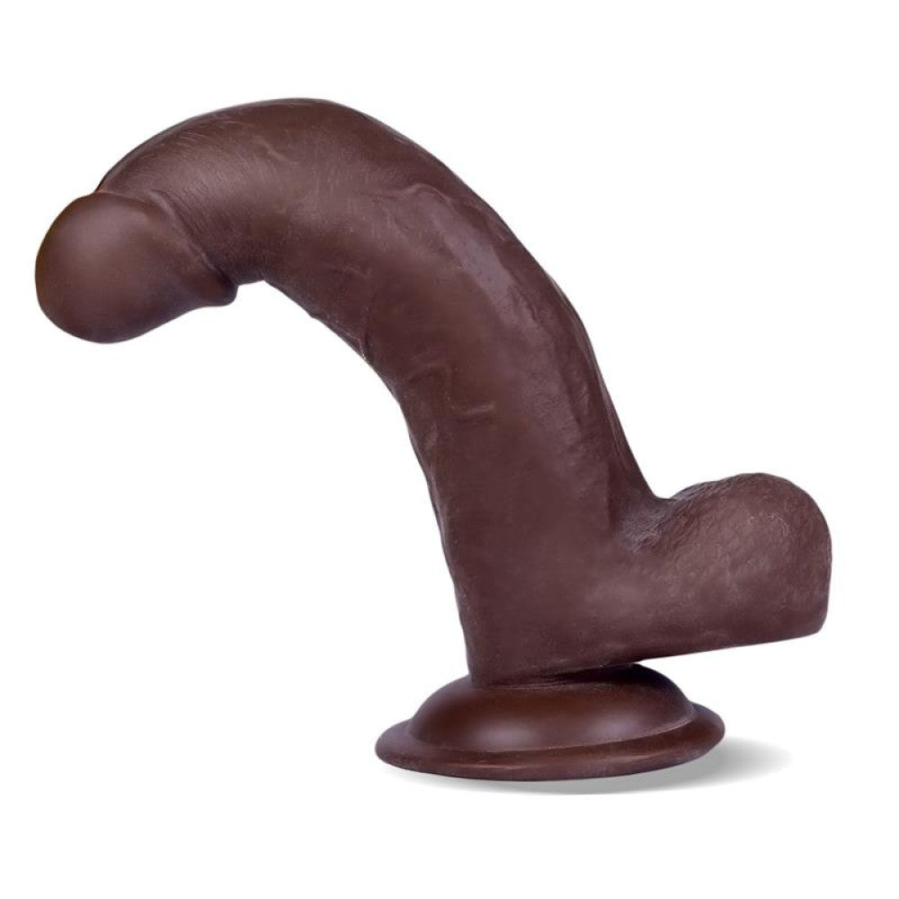 Slidy 8" Dark Brown Double Layer Testicle Dildo