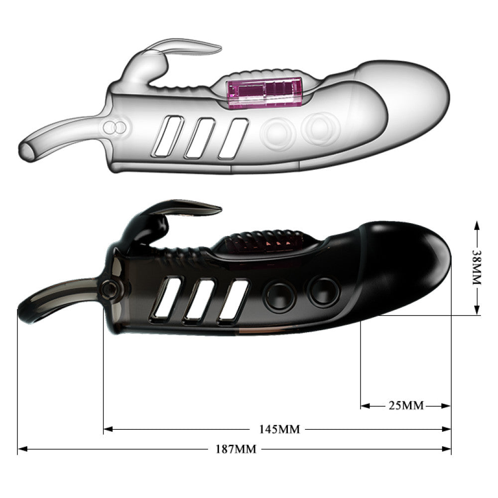Sloane Vibrating Penis Extender with Rabbit Ears Black